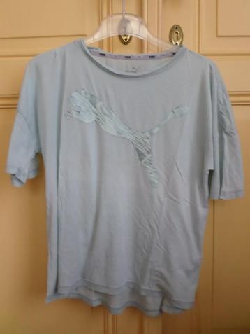 Puma S 38 lichtblauw turkoois slim losvallend sport-T-shirt beschikbaar voor biedingen