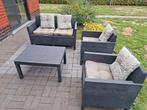 Loungeset Allibert wicker antraciet inclusief kussens, Ophalen, 4 zitplaatsen, Gebruikt, Bank