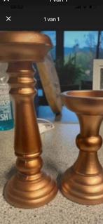 2 houten bronzen kandelaars, Antiek en Kunst, Ophalen