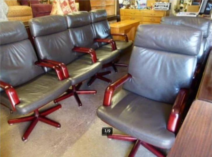 vintage KNOLL designer bureau - besprekingsstoelen stukprijs, Huis en Inrichting, Fauteuils, Zo goed als nieuw, Hout, Leer, Ophalen