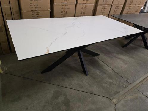 Keramiek tafel 200cm wit relief met spiderpoot, Huis en Inrichting, Tafels | Eettafels, Nieuw, Ophalen