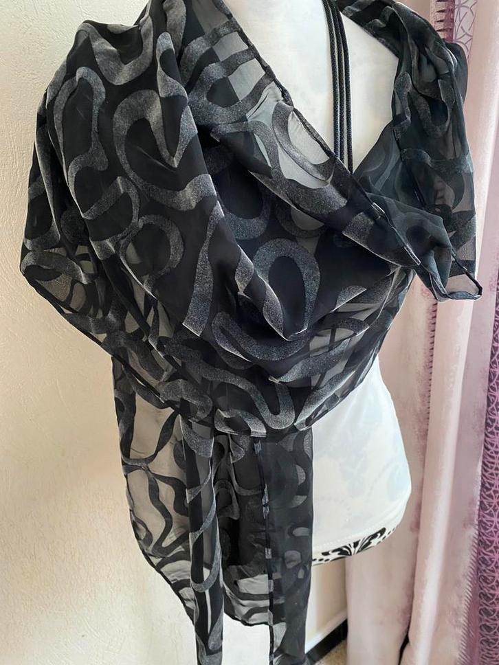 Sjaal/sjaal van chiffon met zwart fluwelen patroon, Kleding | Dames, Mutsen, Sjaals en Handschoenen, Sjaal, Ophalen of Verzenden