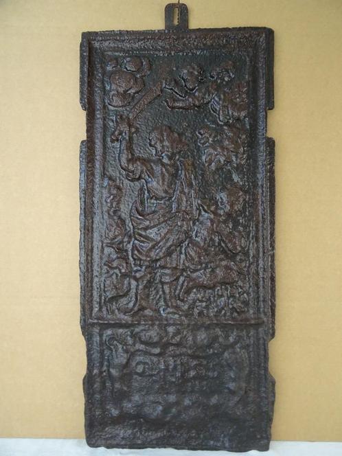 18e eeuw antieke haardplaat Abraham die zoon offert ca 1750, Antiek en Kunst, Antiek | Religieuze voorwerpen, Ophalen of Verzenden
