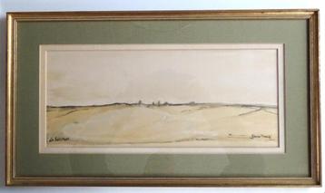 oud Aquarel Gerda Paris "La Solitude" T.E.A.B. beschikbaar voor biedingen