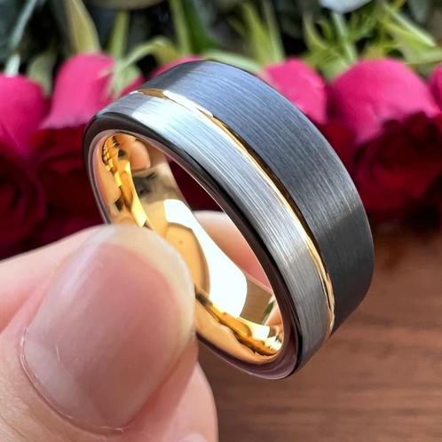 Trouwringen wolfraam - Leon, Handtassen en Accessoires, Ringen, Nieuw, Dame of Heer, Overige kleuren, Goud, Verzenden