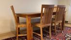 Teakhouten eettafel + vier stoelen, Ophalen, Zo goed als nieuw