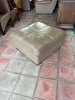 Grijze lederen poef 80x80x42, Huis en Inrichting, Ophalen, Zo goed als nieuw