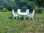 4 verstelbare tuinstoelen (Hartman) + tuintafel, Tuin en Terras, Ophalen, 4 zitplaatsen, Kunststof, Zo goed als nieuw