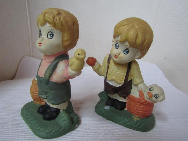 Prachtige Duitse porseleinen beelden van 2 kinderen, Antiek en Kunst, Antiek | Porselein, Ophalen of Verzenden