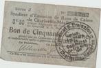 Bon de cinquante centimes 0,50 Charleville-Mezier 1916, Frankrijk, Los biljet, Ophalen of Verzenden