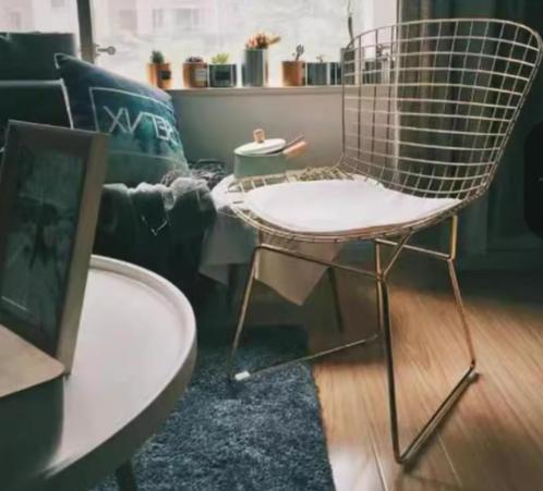 Bertoia Wire CHAIR stoel met chromen frame zwart wit kussen, Huis en Inrichting, Stoelen, Nieuw, Eén, Overige kleuren, Verzenden