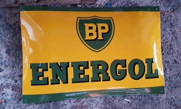 BP energol emaillen reclame bord mancave garage showroom, Verzamelen, Merken en Reclamevoorwerpen, Zo goed als nieuw, Reclamebord