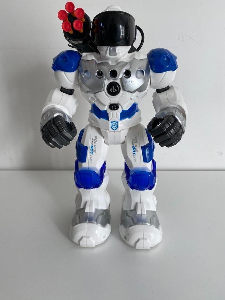 Politierobot met batterijen, kogels, geluid en beweging, Kinderen en Baby's, Speelgoed | Actiefiguren, Zo goed als nieuw, Ophalen of Verzenden