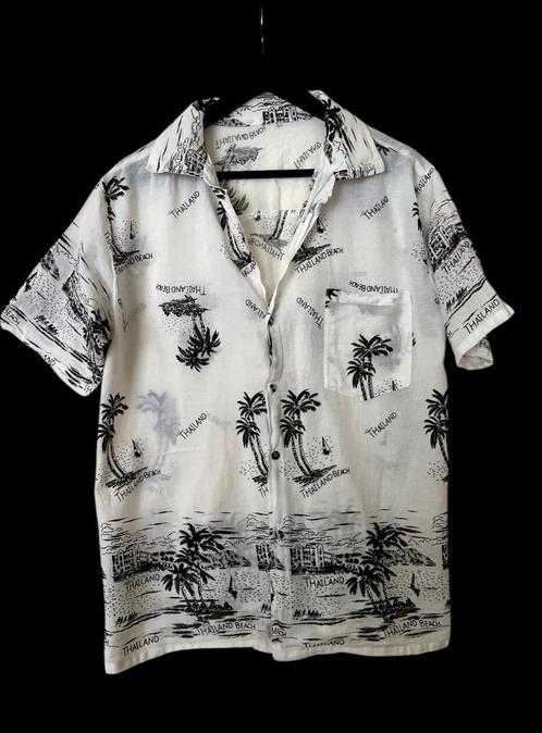 Chemise blanche motif palmier – esprit vacances chic, Kleding | Heren, Overhemden, Zo goed als nieuw, Halswijdte 38 (S) of kleiner