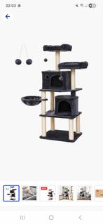 hoppa kattenboom krabpaal in grijs fluweel 4555152cm, Animaux & Accessoires, Accessoires pour chats, Enlèvement, Neuf