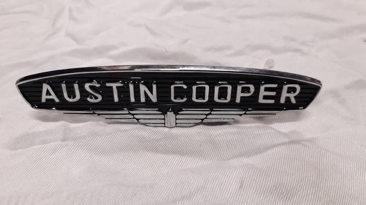 badge / embleem motorkap "austin cooper" mk1 MINI, Auto-onderdelen, Carrosserie, Motorkap, Mini, Oldtimer onderdelen, Rover, Universele onderdelen