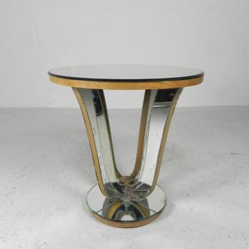 Art Deco koffietafel , bijzettafel, met spiegelglas en noten