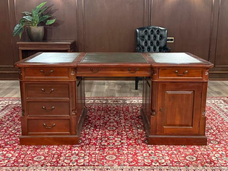 Klassiek Engels bureau (partnerdesk) #577, Huis en Inrichting, Bureaus, Bureau, Ophalen of Verzenden