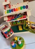 Vintage Fisher-Price play family school 1971 huis + bus, Ophalen of Verzenden, Gebruikt