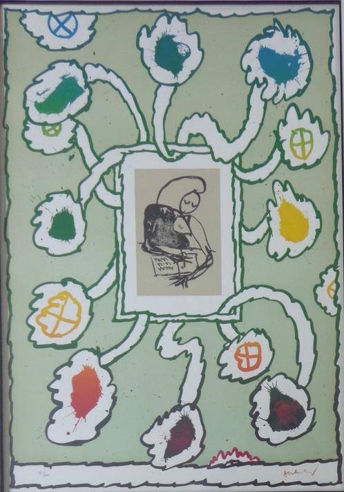 PIERRE ALECHINSKY / COBRA FIGURATIE / KLEURLITHO / 98x75cm, Antiek en Kunst, Kunst | Litho's en Zeefdrukken, Ophalen