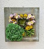 houten kader met kunstbloemen 20x20cm - lees info aub, Ophalen