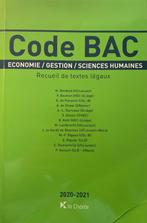Code BAC - Economie, Gestion, Sciences humaines - Recueil de, Livres, Livres d'étude & Cours, Utilisé, Enseignement supérieur professionnel
