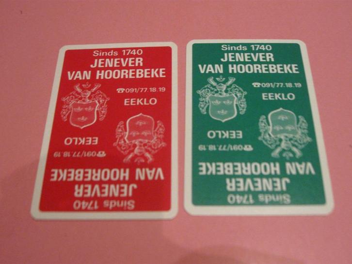 2 speelkaarten Jenever Van Hoorebeke , Eeklo (195), Verzamelen, Speelkaarten, Jokers en Kwartetten, Zo goed als nieuw, Speelkaart(en)