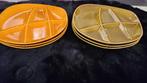 Set parchtige retro fondue borden 6 stuks - KOOPJE, Ophalen, Zo goed als nieuw, Bord(en), Overige stijlen