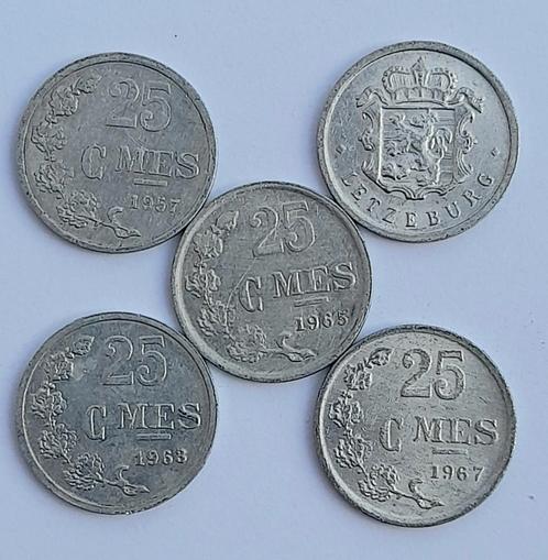 Luxemburg 5 x 25 centimes     (834), Postzegels en Munten, Munten | Europa | Niet-Euromunten, België, Ophalen of Verzenden