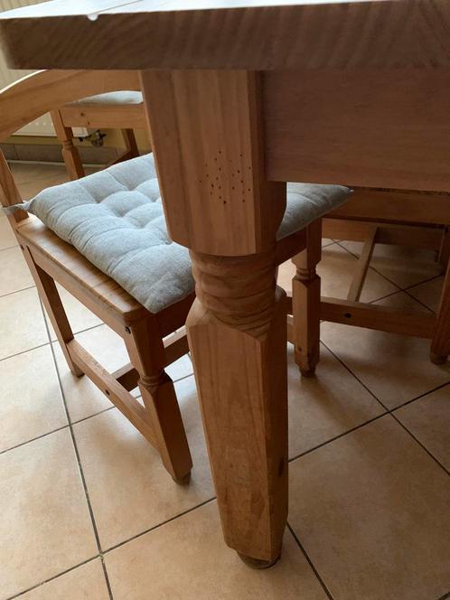 Mexicaanse massief grenen tafel met 6 stoelen, Huis en Inrichting, Complete eetkamers, Zo goed als nieuw, Ophalen
