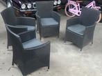 4 tuinstoelen met kussens + tafel, Tuin en Terras, Ophalen, Zo goed als nieuw