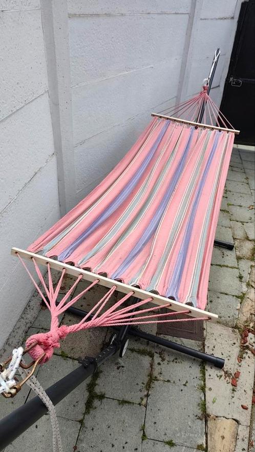 Comfortabele hangmat met stevig verstelbaar frame, Tuin en Terras, Hangmatten, Gebruikt, Eenpersoons, Met standaard, Inklapbaar