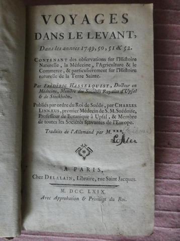 Voyages dans le Levant 1749-52 / Hasselquist / Linnaeus beschikbaar voor biedingen
