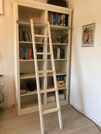 Bibliotheekkast boekenkast met ladder wit hout, 25 tot 50 cm, 100 tot 150 cm, Met plank(en), Gebruikt
