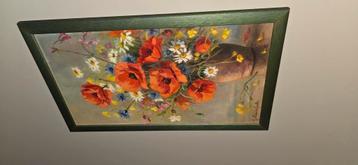 Jolie peinture à l'huile nature fleurs signé Guillaume Godin beschikbaar voor biedingen