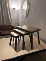 Vintage brutalist stijlvolle Franse Nesting tables, Ophalen of Verzenden, Zo goed als nieuw, Hout