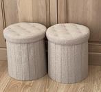 2 Opvouwbare opbergpoefs, Maison & Meubles, Canapés | Repose-pieds & Poufs, Enlèvement, Rond