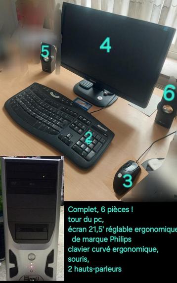 Volledige pc: toren +22' Philips-scherm+toetsenbord+muis+2HT beschikbaar voor biedingen
