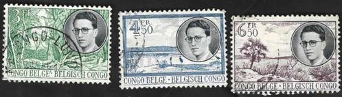 3 Postzegels Koninklijke reis door Congo CONGO BELGE, Postzegels en Munten, Postzegels | Afrika, Gestempeld, Overige landen, Ophalen of Verzenden