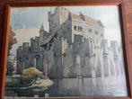 Aquarel of litho Gravensteen Gent Herman Verbaere, Antiek en Kunst, Ophalen
