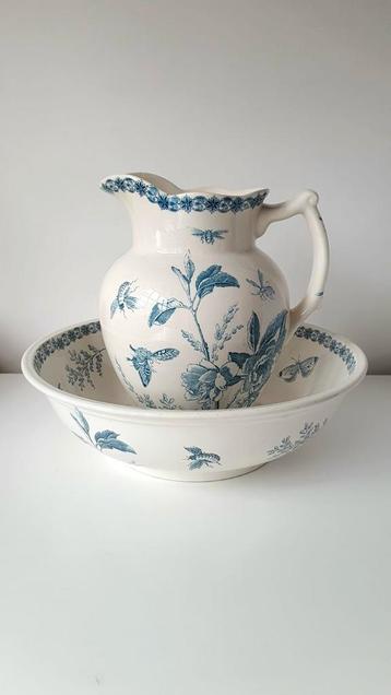 Antieke waskom met kan ca. 1890-1920 beschikbaar voor biedingen