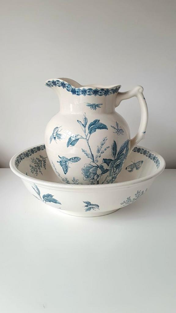 Antieke waskom met kan ca. 1890-1920, Antiek en Kunst, Antiek | Vazen, Ophalen