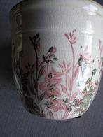 Stenen bloempot cache pot met bloemen vintage, Ophalen of Verzenden