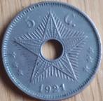 BELGISCH KONGO 5 CENTIMES 1921 KM 17, Postzegels en Munten, Munten | Afrika, Losse munt, Overige landen, Verzenden