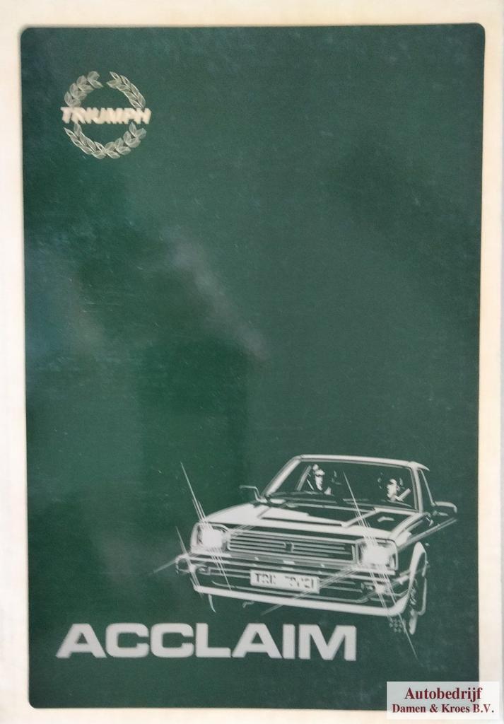 Repair Manual Triumph Acclaim AKM4967, Auto diversen, Handleidingen en Instructieboekjes, Ophalen of Verzenden