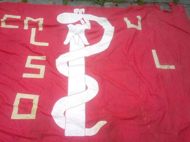 Drapeau du cercle estudiantin ULB médecine dentisterie 1974, Verzamelen, Militaria | Algemeen, Overige soorten, Vlag of Vaandel