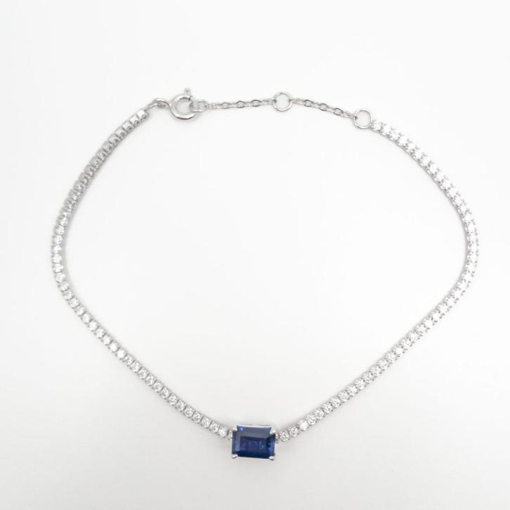 Bracelet en saphir synthétique en argent S925, Bijoux, Sacs & Beauté, Bracelets, Comme neuf, Argent, Autres couleurs, Avec pierre précieuse