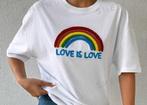 XL oversized t-shirt wit met regenboogprint,NIEUW !, Manches courtes, Shein, Taille 46/48 (XL) ou plus grande, Enlèvement ou Envoi