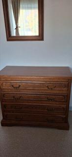 Eiken commode kast 4 schuiven met spiegel ., Huis en Inrichting, Ophalen