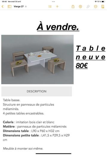 Table de salon neuve beschikbaar voor biedingen